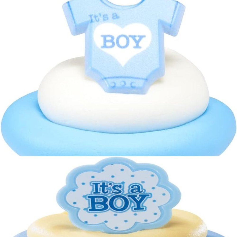 3 Dozen BABY BOY CUPCAKE TOPPER (37) RINGS- Baby Shower- Welcome Home Party- NEW